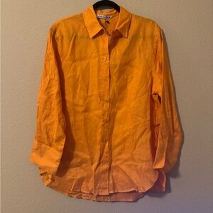 Zara 100% linen button down shirt